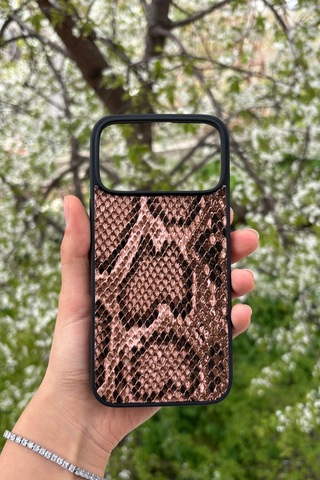 iPhone Uyumlu 17 Pro Max Yılan Desenli Kabartma Dokulu Kılıf Açık Kiremit