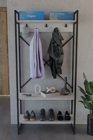 Echo Vestiyer Askılık Portmanto Ayakkabılık Çok Amaçlı Vestiyer Beyaz