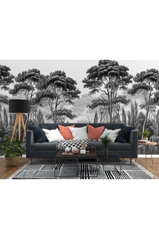 Çizim Orman Ağaçlar Duvar Kağıdı