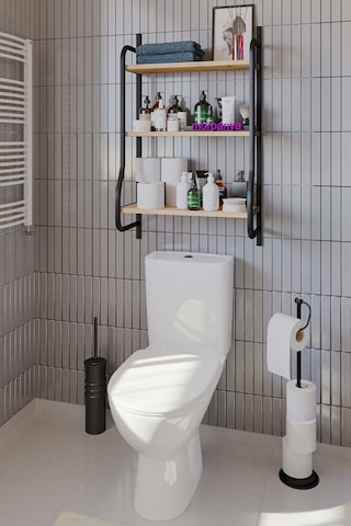 Morpanya Elony Klozet Üstü Düzenleyici Raf Banyo Düzenleyici Raf Klozet Üstü Raf Banyo Raf Dolap Ceviz