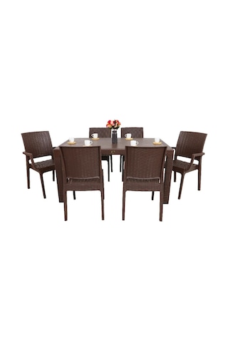Depootoptan Mandella Elit 90 x 150 CM Rattan 2 Elit Koltuk 4 Elit Sandalye Masa Ta (397461619) Kahverengi