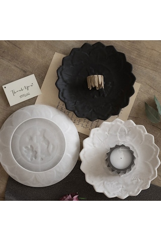 Tahtakale Toptancı Silikon Epoksi Tabak Kalıbı Lotus Tabak Kalıbı Taş Tozu Çiçek Tabak Kalıbı 18x18x2.2 Cm