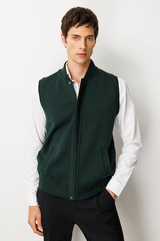 Erkek Hakim Yaka Çelik Örgü Yün Yelek Yeşil Yeşil