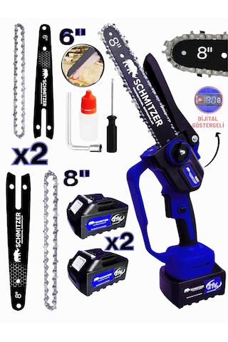 Schmıtzer Sch-2budama-m Pro Set 21v Çelik Şanzuman 2 Pala Ve Zincir Şarjlı Dal Ağaç Kesme Bağ Budama Makas Testere