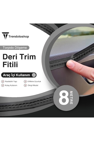 8 Metre Deri Trim Fitili Siyah
