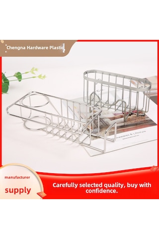 Youtek Stokajli Paslanmaz Çelik Mutfak Sıvıakışlı Depolama Rafı - Lavabo Üstü Gereç Tutucu, Boşluk Tasarımı, Kolay Temizlenir Kahverengi Aksesuarsız Diğer