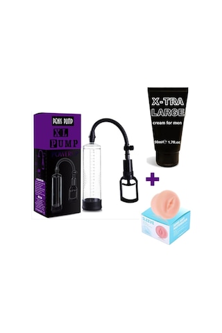 Hızlı Express Penis Pump Pompası + Suni Vajina Başlık + Xl Penis Ve Pompa Kremi