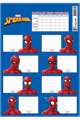 Spiderman Ders Programlı Okul Etiketi 3 Yaprak 2 Paket Diğer
