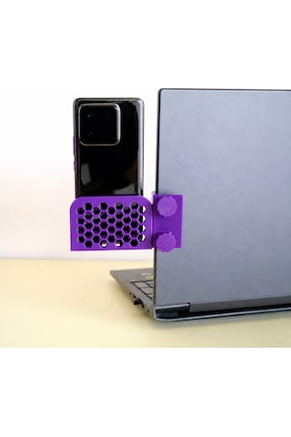 Vaveni 3d Baskı Monitor Telefon Tutucu - Petek Desenli Laptop Kenar Telefon Tutucu-mor Arz