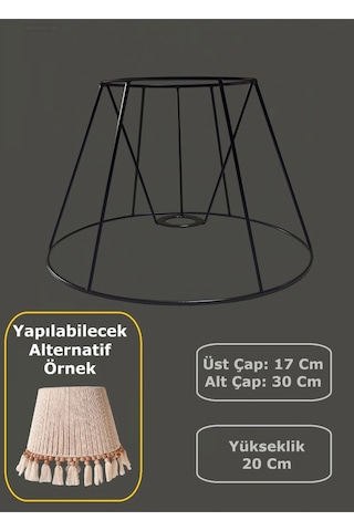 Konik Abajur Teli , İskeleti Siyah Statik Boyalı E27 30 Cm Metal