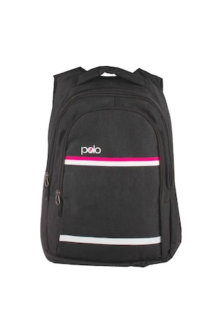 Temel My Polo Sırt Çantası Pembe Beyaz Çizgili Füme 8860 Füme