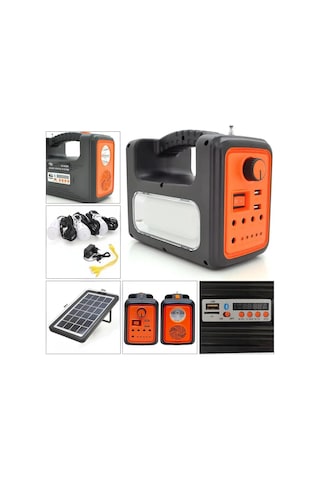 Güneş Enerjili Solar Panelli Radyolu+bluetooth+mp3 Ve Telefon Şarj Özellikli Solar Kamp Lambası Kırmızı
