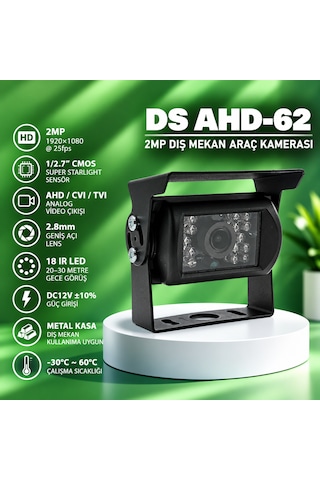 Ds Ahd-62 2mp 1080p Sabit Araç Kamerası 2.8mm Geniş Açılı 12 Ir Led Gece Görüşlü Metal Kasa Ağır Hizmet Mobil Güvenlik Kamerası