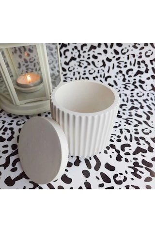 Kapaklı Beton Kutu / Mumluk / Dekoratif Saksı / Çok Amaçlı Kutu