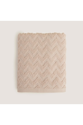Chakra Cotton Zigzag %100 Pamuk Yüz Havlusu 50x80 CM Bej Standart