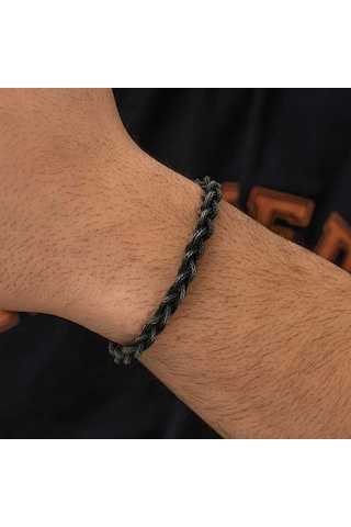 Gümüş Kazaziye Örgü Bileklik Sl2144