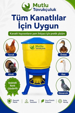 Tr Tavuk Güvercin Hindi Yemliği 40 Litre Kova Kapasiteli Plastik Kanatlı Hayvan Yemlik Kaz Güvercin İçin