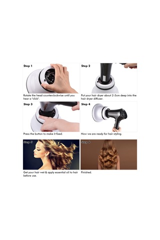 Vkemall Kolay Kullanımlı Saç Kurutma Difüzörü - Silikon Tabanlı, Çoğu Föne Uyumlu, Beyaz Renk