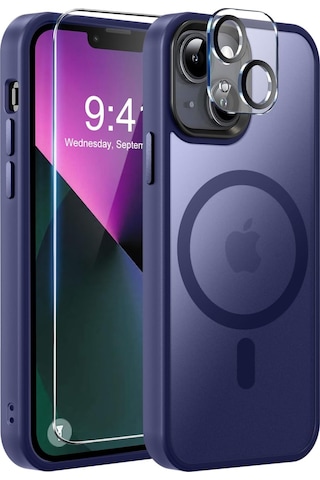 Teleplus Apple Uyumlu iPhone 15 Plus Kılıf Magsafe Tpu Mat Exl Kapak + Ekran Koruyucu Ve Kamera Koruyucu