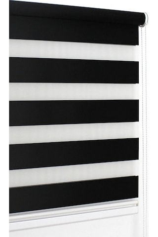 Ithal Kalın Siyah Zebra Stor Güneşlik Perde Etek Düz Alüminyum Kasa Metal Ayak