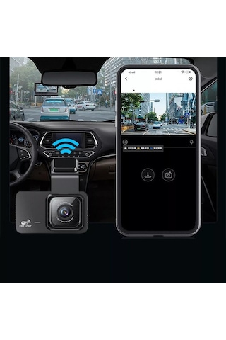 Gajeena Araç İçin 4 İnç Full Hd İki Kameralı Sürücü Kaydedici Geri Vites Görüntüsü Fonksiyonu