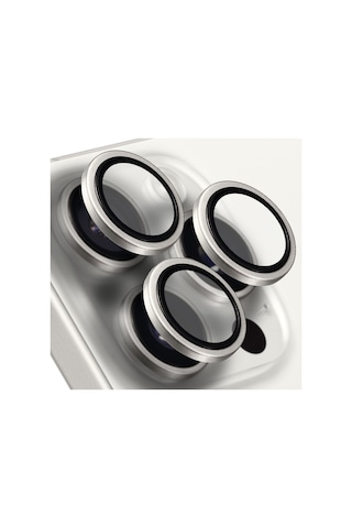 Buff Apple Uyumlu iPhone 15 Pro Max / 15 Pro Titanyum Lens Koruyucu Gümüş