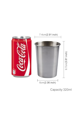 Cbtx 320ml Tek Duvar Elektropolisajlı Paslanmaz Çelik Kısa Şarap Bardağı Gümüş