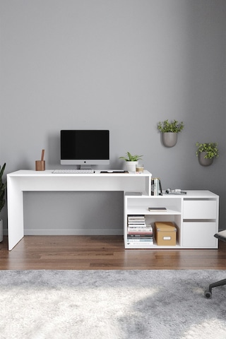 Çalışma Masası Fonksiyonel Çalışma Masası Ofis Masası Beyaz Beyaz