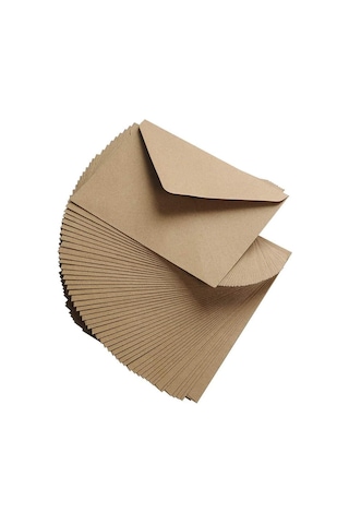 Kraft Zarf C6 Boyutu, Kahverengi Kraft Kağıt Zarflar, Üçgen Kapaklı, 11.4 X 16.2 Cm, 50 Adet