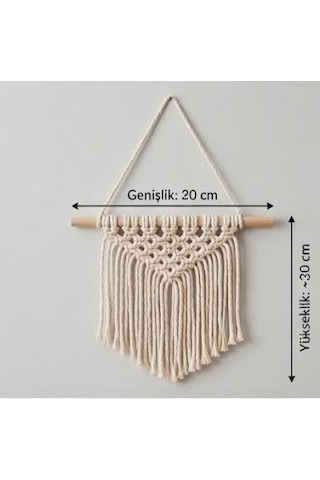 Modern Makrome Duvar Süsü - El Yapımı Bohem Duvar Dekorasyonu 30x20 Cm 1 Adet