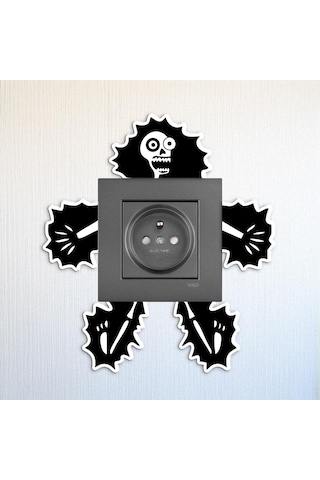 Cajuart Elektrik Çarpılmış İskelet Ahşap Priz Sticker Dekor Süs