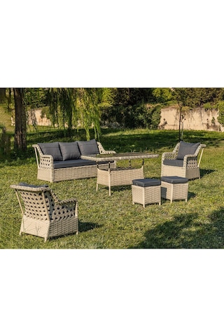 Btkconsept Lupa Eslem Rattan Bahçe Mobilyasi 3+1+1 Puf Ve Salıncak " Masali Bej