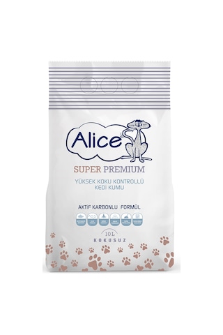 Alice Aktif Karbonlu Super Premium Topaklaşan Bentonit Kedi Kumu 10 L