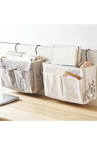 Gri Başucu Saklama Çantası Düzenleyici Tv Uzaktan Kumanda Asılı Kanepe Depolama Organizatör Yatak Tutucu Cepler Yatak Odası Yurt Saklama Çantası Gri