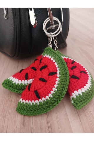 Örgü Amigurumi Karpuz Anahtarlık Kırmızı