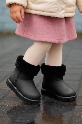 Kaptan Junior Çocuk İçi Kürklü Su Geçirmez Yağmur, Kışlık Bot Siyah