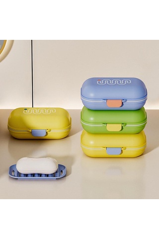 Seyahat İçin Kapaklı Sabun Kutusu, Saklama Kutusu, Banyo Sabunluk Kabı Yeşil