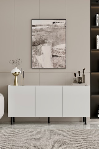 Hitit Konsol 175 Cm 100% Mdf Metal Ayak Beyaz