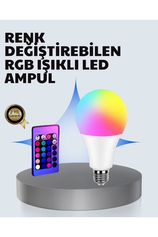A Kalite 2025 Rgb Led Ampul Uzaktan Kumandalı 16 Renkli Lamba Çok Renkli