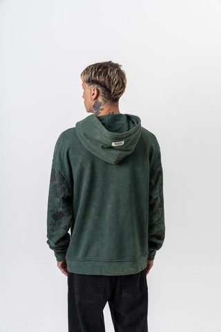 Respire Erkek Root Deep Baskılı Yıkamalı Kapüşonlu Oversize Hoodie Yeşil