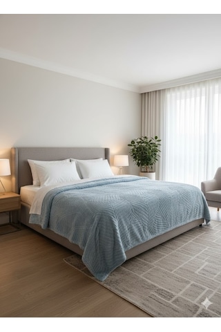 Padişah Emboss Tek Kişilik Battaniye İndigo Çok Renkli