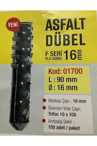 Asfalt Dübel Matkap Çapı 16 Mm Vida Çapı 10 Mm Asphalt Anchor 10'lu Asfalt Dübel Matkap Çapı 16 Mm Vida Çapı 10 Mm Asphalt Anchor 10'lu