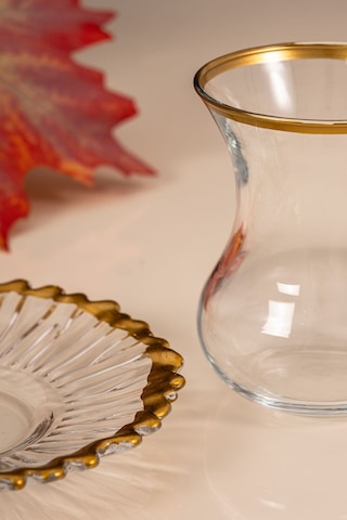 Mest 6 Kişilik 12 Parça Yaldızlı Çay Bardağı Seti - 155 Cc Şıklık Ve Zarafetle Gold