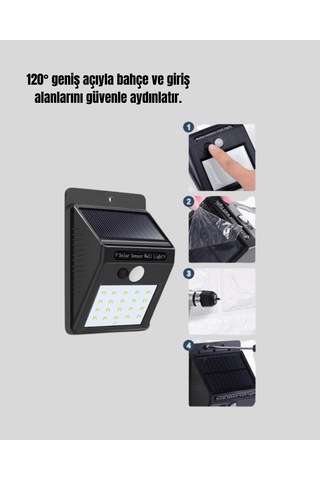 Ip65 Solar Led Duvar Lambası, Pır Sensörlü Dış Aydınlatma