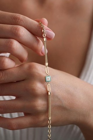 14 Ayar Altın Mineli Nazar Bileklik Sarı Altın