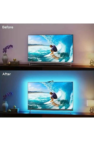Monozone Ambiligt Rgb Tv Arkası Şerit Aydınlatmalı Uygulama Kumanda Kontrolü Sese Duyarlı 5metre