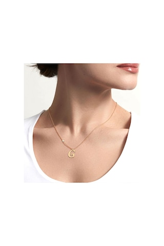 Pırlantalı G Harf Altın Kolye