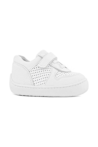 Rakerplus Bob Hakiki Deri Beyaz Barefoot Beyaz Tabanlı Cırtlı Bebek Sneaker Ayakkabı Beyaz