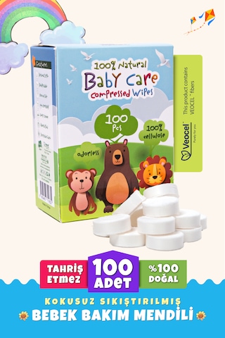 Handytowel Bebek İçin Sıkıştırılmış Tablet Mendili 100 Adet