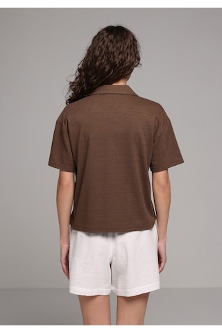 Colin's Colins Regular Fit Polo Yaka Düz Kadın Kahverengi Kısa Kol Tişört Cl1081222 Q1.v1 Brw